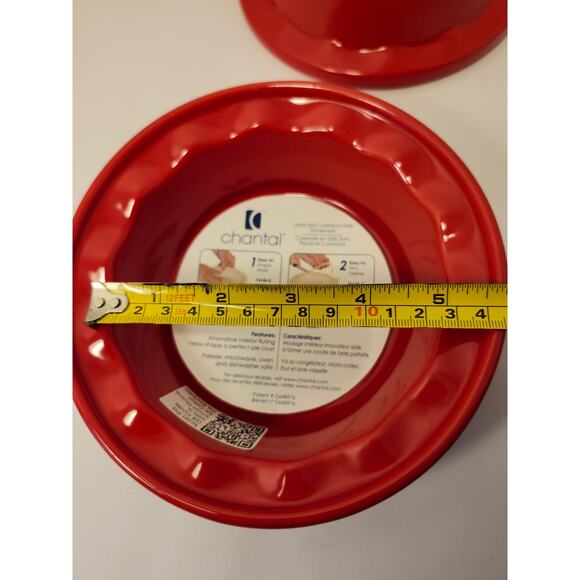 Chantal Individual Easy As Pie-Dish NWT 5" Red Fluted Edge Set Of 2 Stoneware - Picture 9 of 11